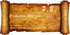 Poduska Bács névjegykártya